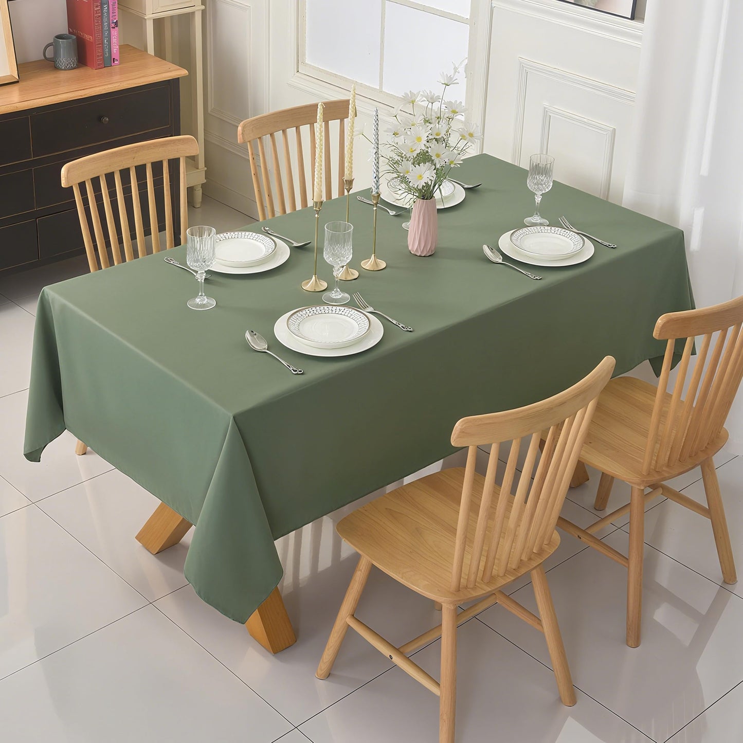 ZarzaaSik 10-Pack Round 108-inch Sage Green Table Cloths, Solid Stain and Wrinkle Resistant Circular Tablecloth, Premium Plain Weave Polyester Fabric Table Linen Covers for Hotel, Banquet