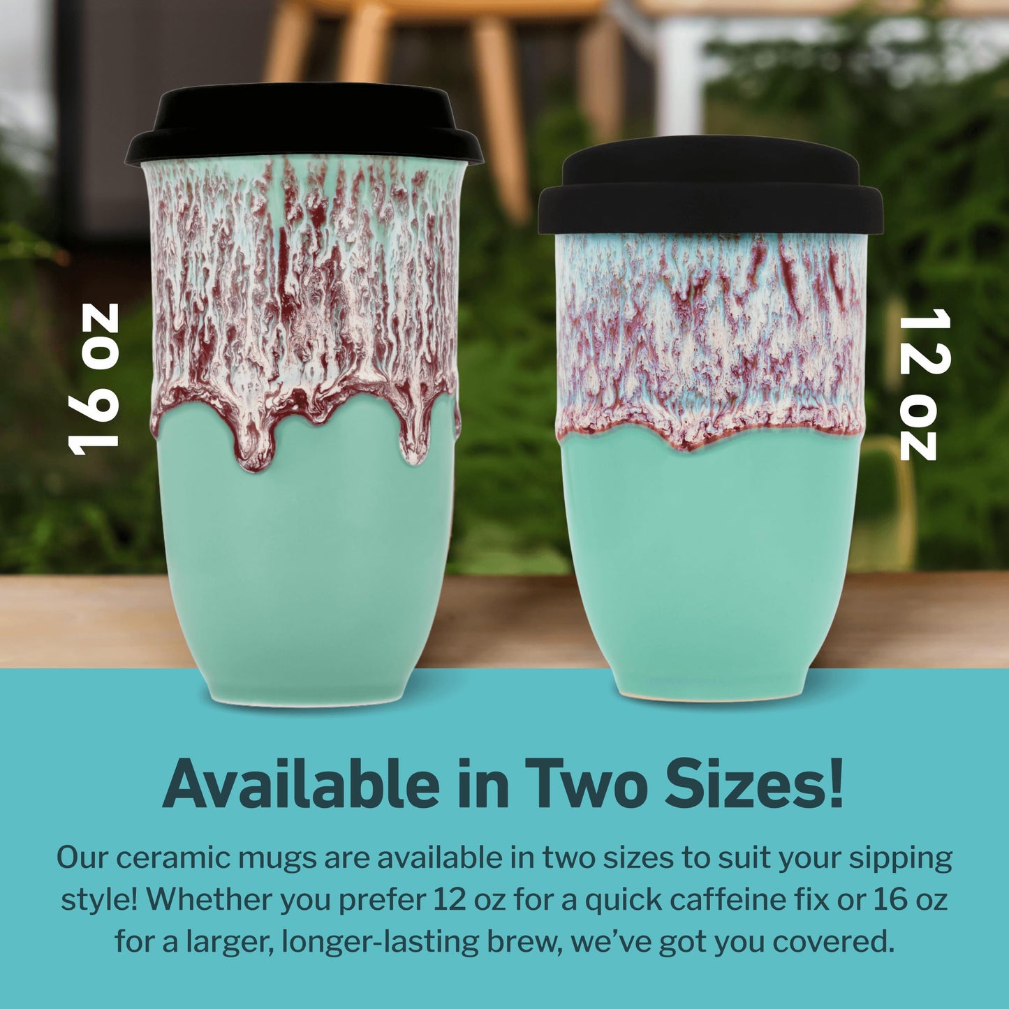 NOVA CERAMICS Travel Mug On the Go Coffee Tumbler Microwave & Dishwasher Safe Green Tumbler - Gifts For Women Men Him Her 16oz Nebula