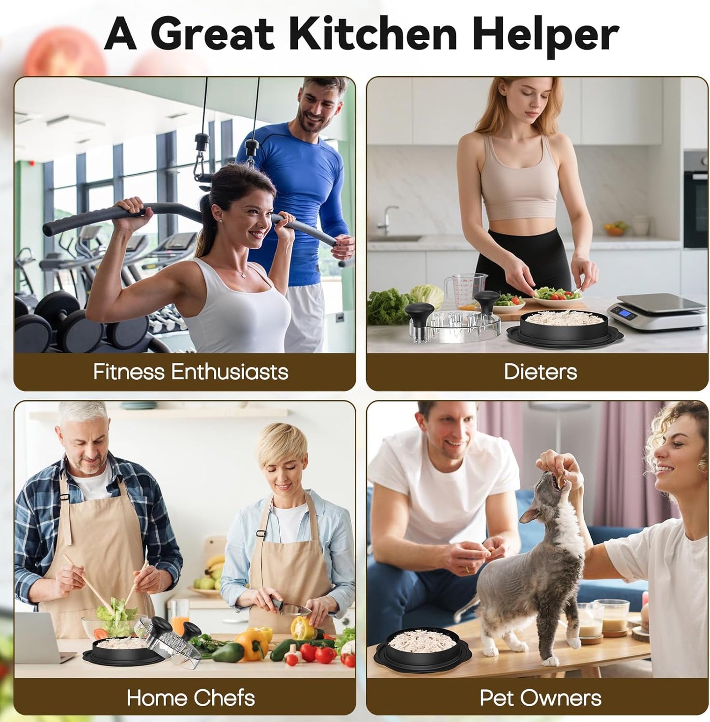 Ukeetap 10" Pro Chicken Shredder Tool - BPA-Free, Ergonomic Design, Anti-Slip Base, Black
