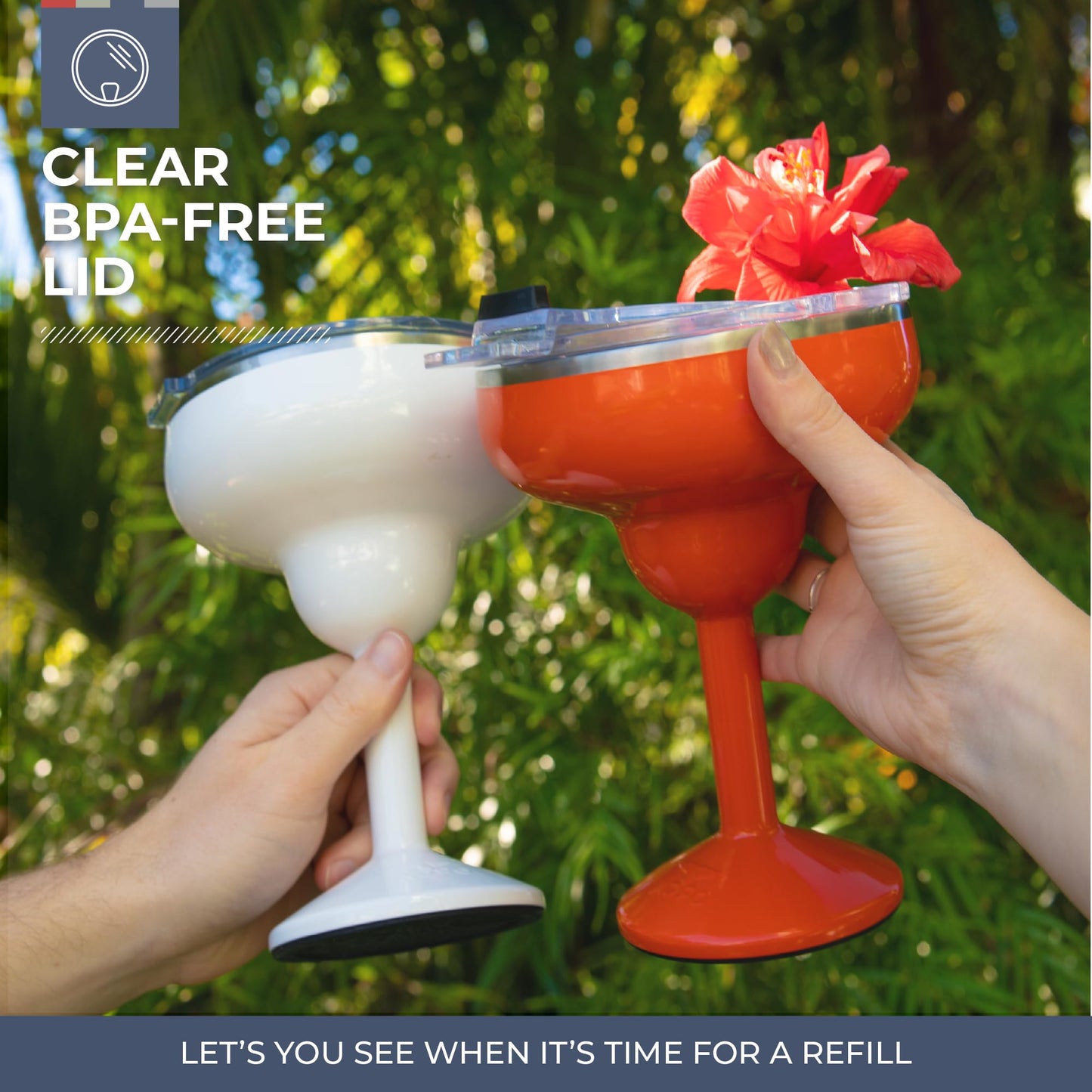 ORCA Rita | Temperature Insulated, Stainless Steel Margarita Glass, Lidded Tumbler for Cocktails, Wine & Cold Drinks — Turquoise
