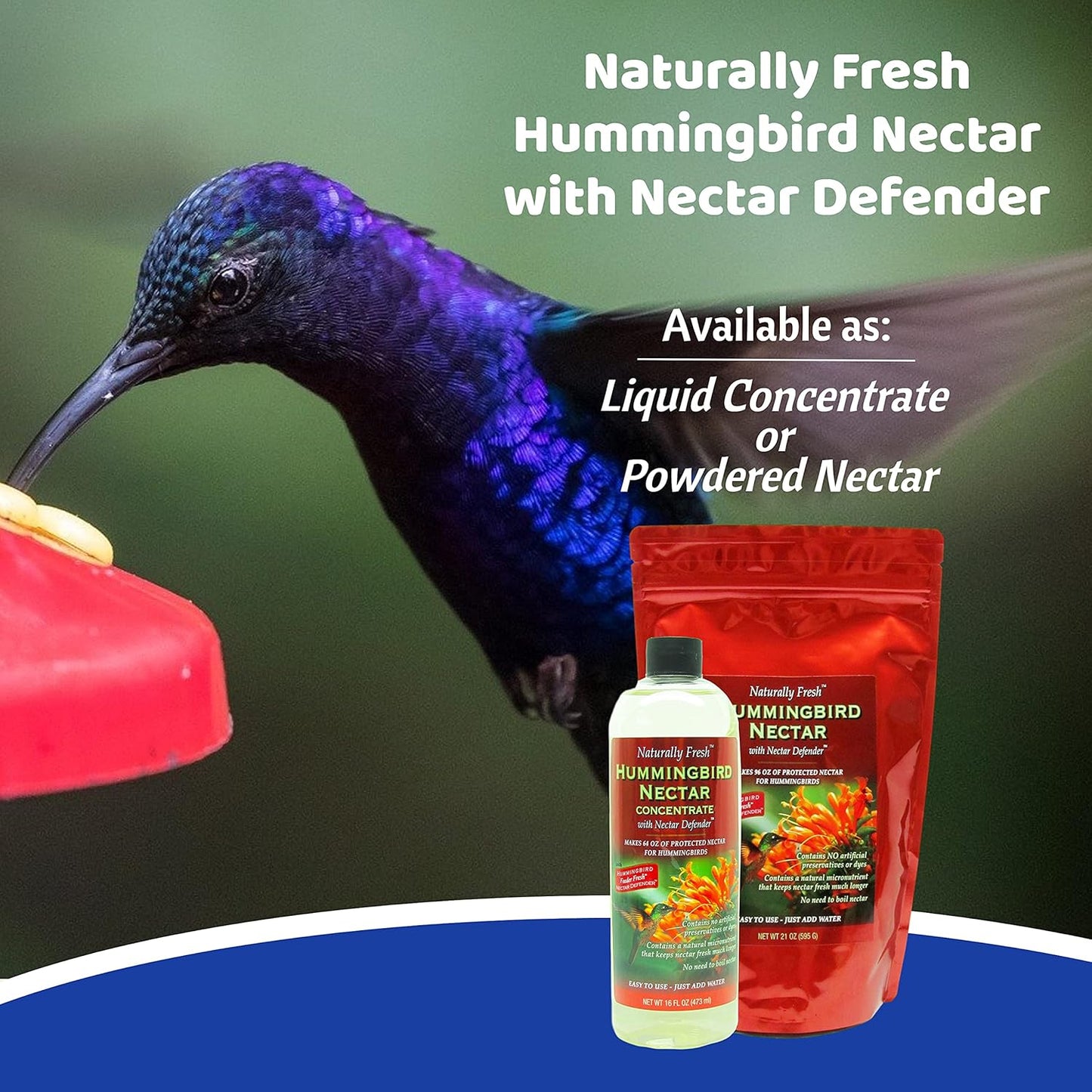 Naturally Fresh Hummingbird Nectar - Clear Concentrate with Nectar Defender | Makes 64 Ounces