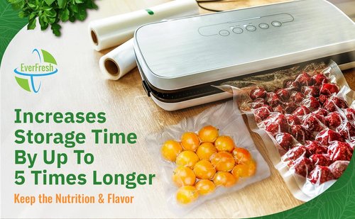 EverFresh Vacuum Sealer Rolls - 11" x 25' | 15% Thicker Embossing, BPA Free, 4 Pack