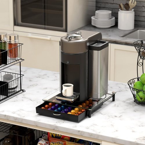 DecoBrothers Coffee Pod Drawer - Tempered Glass Storage for 42 Nespresso Original Line Capsules