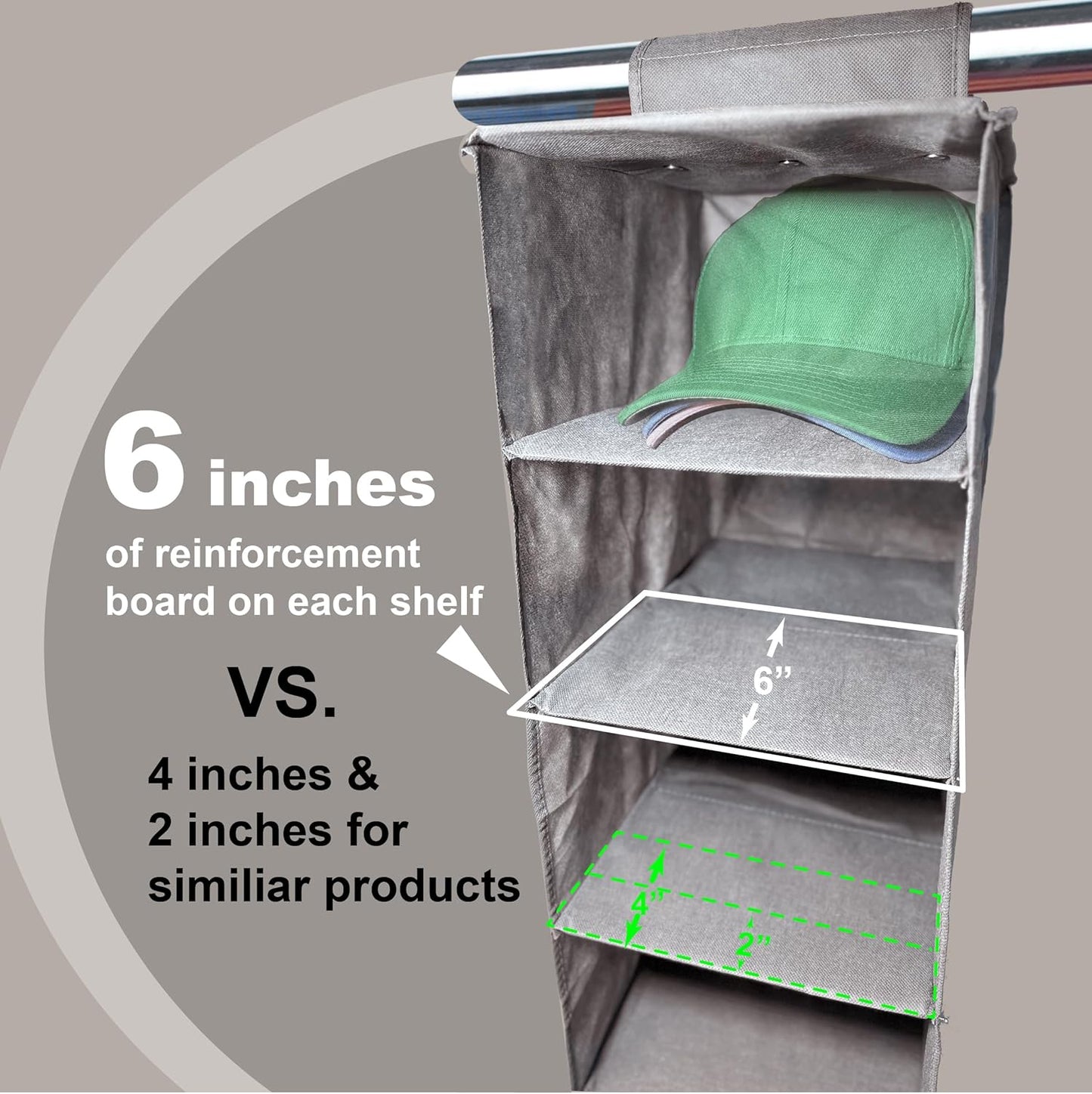 Perfect Curve 11-Pocket Baseball Hat Organizer - Gray Storage Rack for Up to 100 Caps | Versatile Use for Shoes & Towels