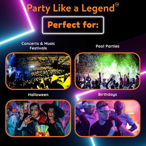 Glow Fever 209pcs Glow Sticks Bulk Party Pack includes 100 8" Glow Sticks and 109 Accessories, with bonus connectors for glow sphere and eye glasses, for Party Festivals Rave Halloween