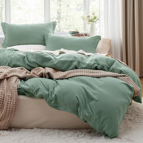 Bedsure Sage Green Duvet Cover Set - Extra Soft Twin/Twin XL Bedding with Zipper Closure & Pillow Sham