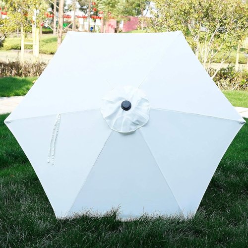 Blissun 7.5 Ft Patio Umbrella - Outdoor Market Umbrella with Push Button Tilt Crank | Creamy White