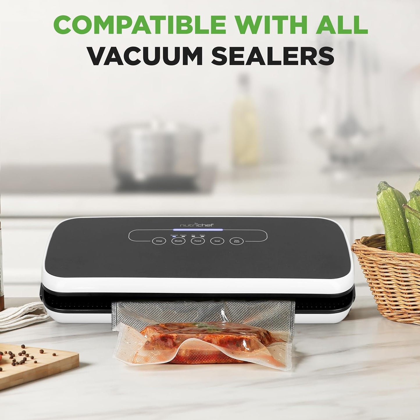 NutriChef Vacuum Sealer Bags - Heavy Duty, BPA-Free Rolls 11x50 | Perfect for Meal Prep & Sous Vide