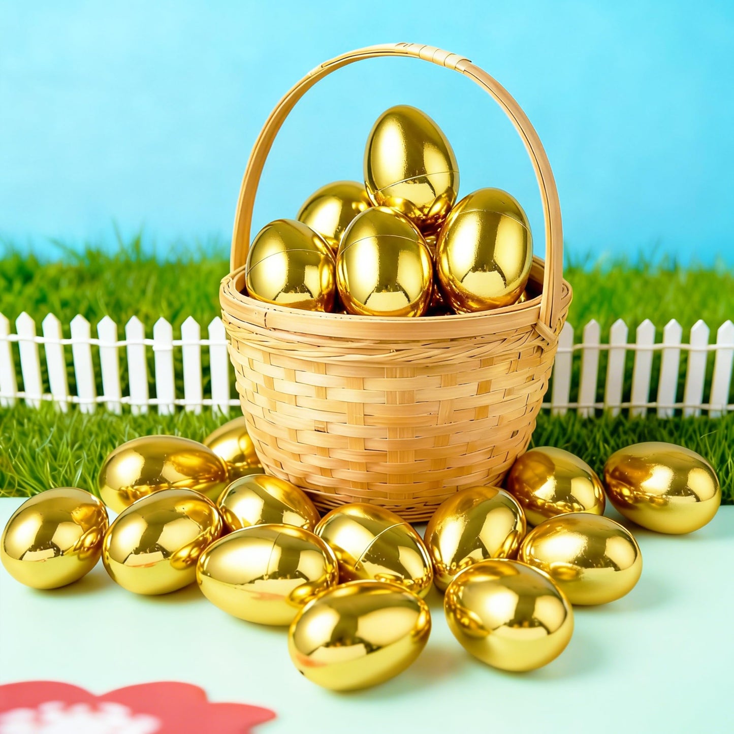 JOYIN 6Pcs Gold Easter Eggs, 2.3" Metallic Plastic Empty Eggs Fillable for Easter Hunt Supplies, Basket Stuffers, Toys Filling Treats, Party Favor