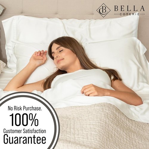 Bella Coterie Twin XL Luxury Bamboo Viscose Sheet Set - 100% Organic, Ultra Soft & Cooling | Ivory, 18" Deep Pocket