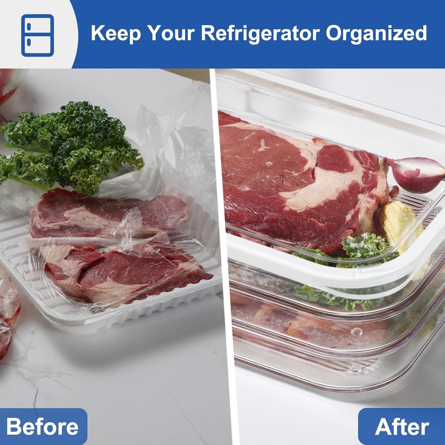 Stackable Deli Meat Storage | 3-Tier Lunch Meat Container - Dishwasher Safe, Clear Organizer with Lid