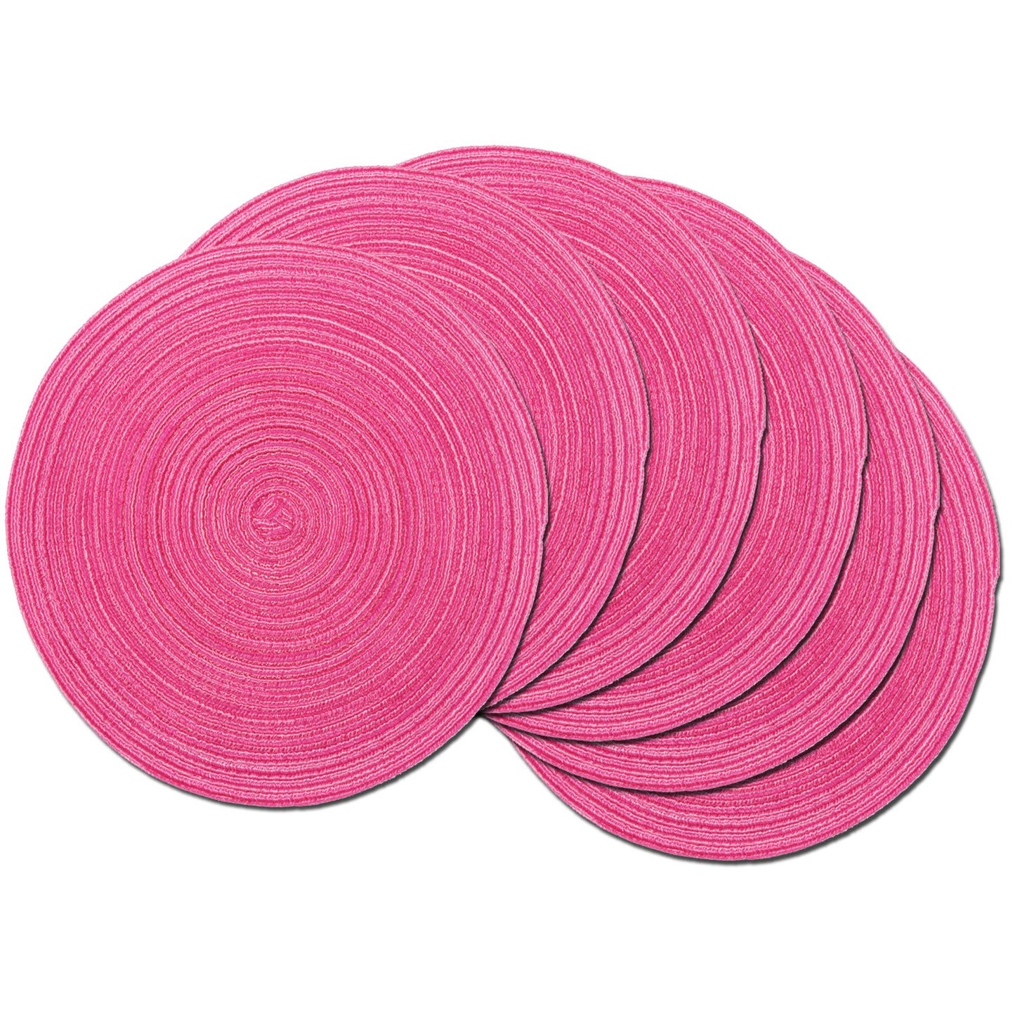 SHACOS Round Placemats Set of 4 Round Table Placemats Braided Cotton Place Mats 15 inch for Kitchen Dining Table Holiday Party (Hot Pink, 4)