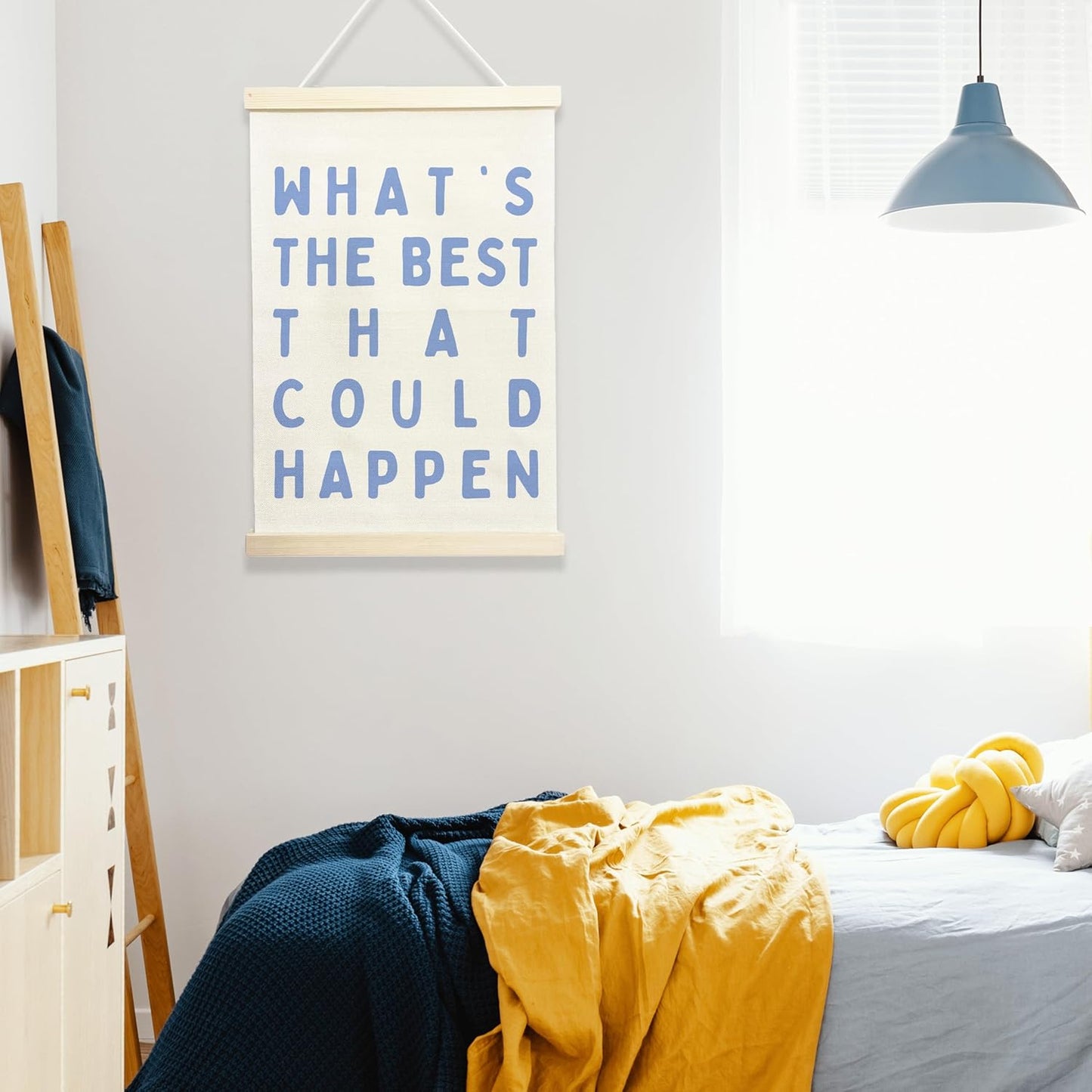 NQDWX Inspirational Quote Wall Art - "What's the Best That Could Happen" Canvas Poster | 12x17 Inches