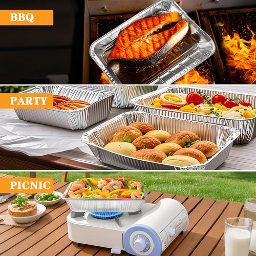 **Extra Heavy Duty 9x11 Aluminum Foil Pans - 10PCS Disposable Baking & Serving Trays for Parties | 8x11.1in Base**