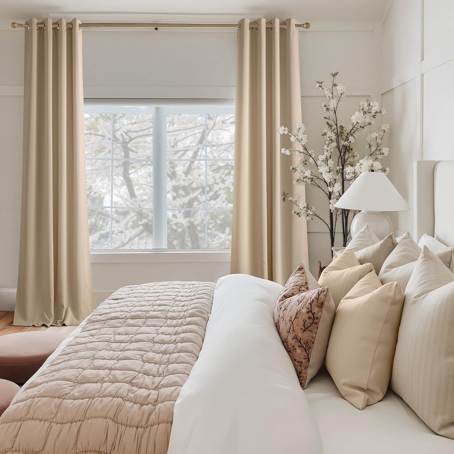 NICETOWN Room Darkening Curtains - 2 Panels in Biscotti Beige | W52 x L84 for Ultimate Light Control