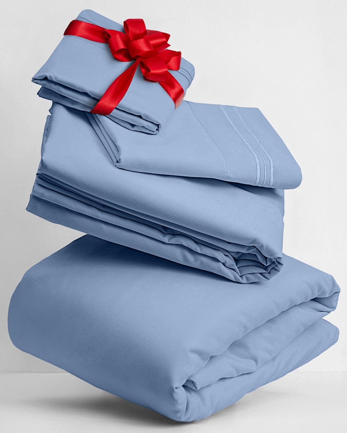 Mellanni Twin Sheets Set - Luxurious 3-Piece Bedding | Extra Soft, Cooling, Wrinkle-Resistant (Sky Blue)