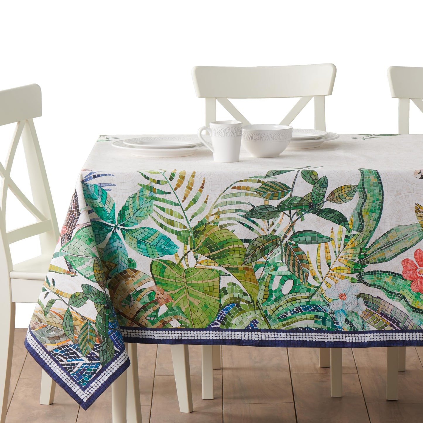 Maison d' Hermine Premium Table Cloth Rectangle Table 100% Combed Cotton 120 x 70 Inches Tablecloth Reusable Decorative for Dining Room, Farmhouse, Home, Party, Festive & Wedding - Mosaic
