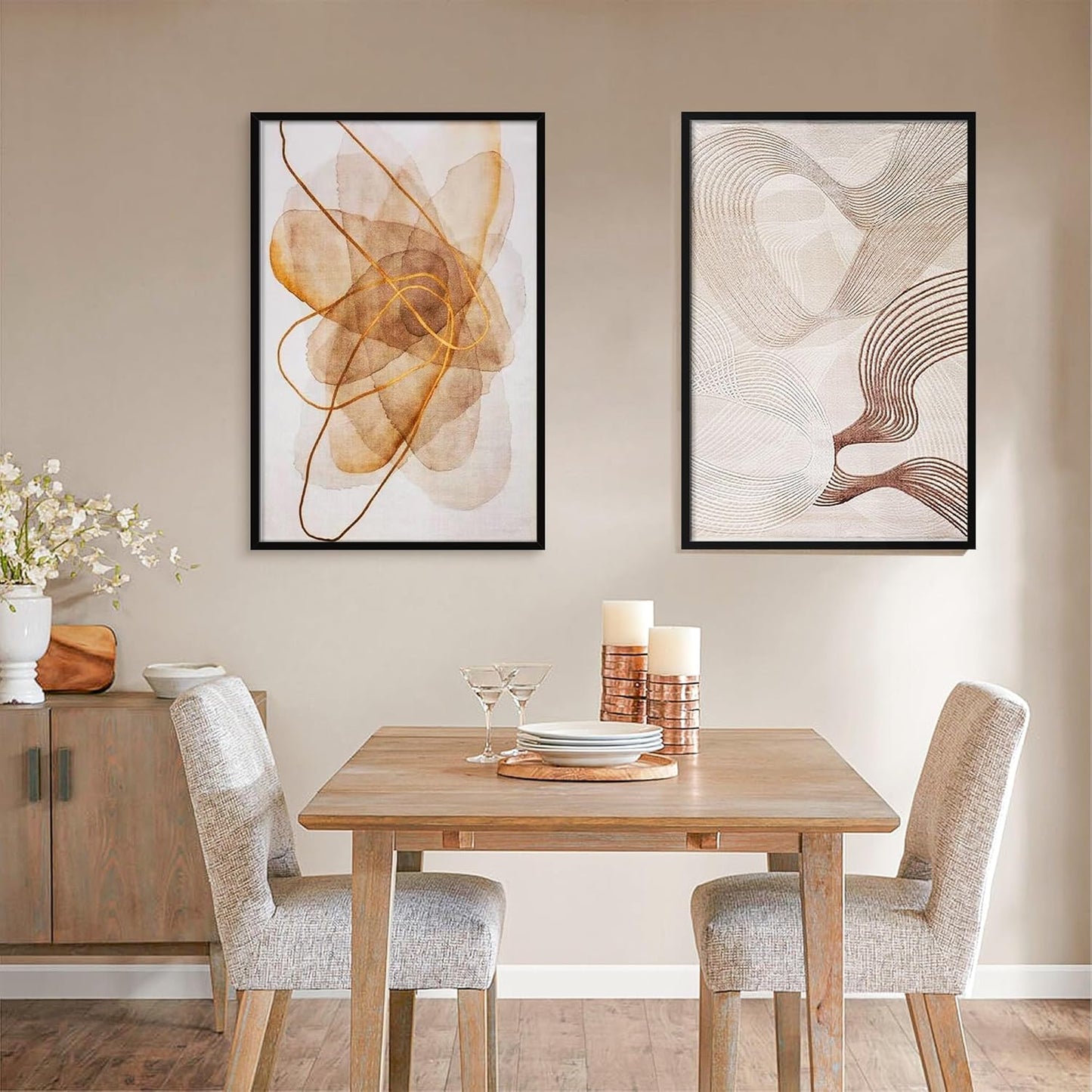 Upsimples 24x36 Picture Frame Set of 5 - Versatile Black Wall Gallery Frames for 20x30 or 24x36 Photos