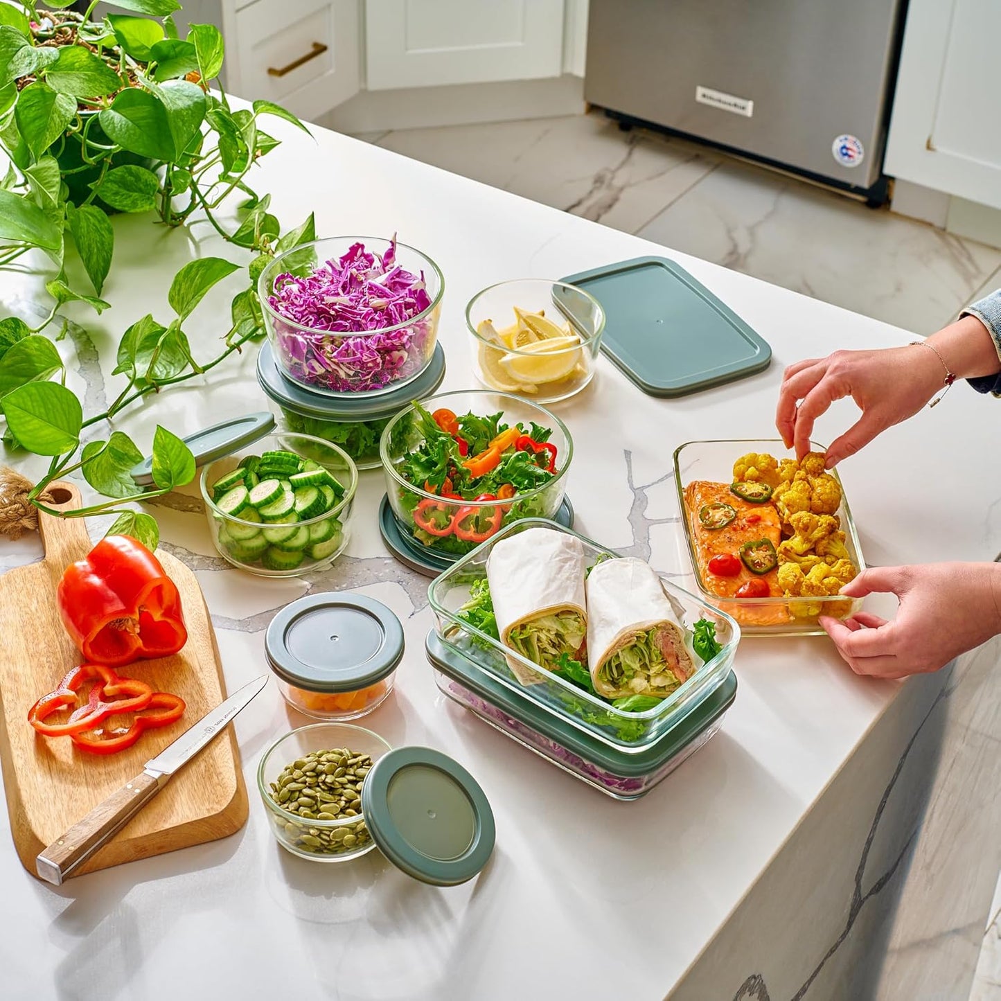 Skiennix 24pc Glass Food Storage Containers - Airtight, Leakproof & BPA-Free Meal Prep Bowls | Microwave & Dishwasher Safe
