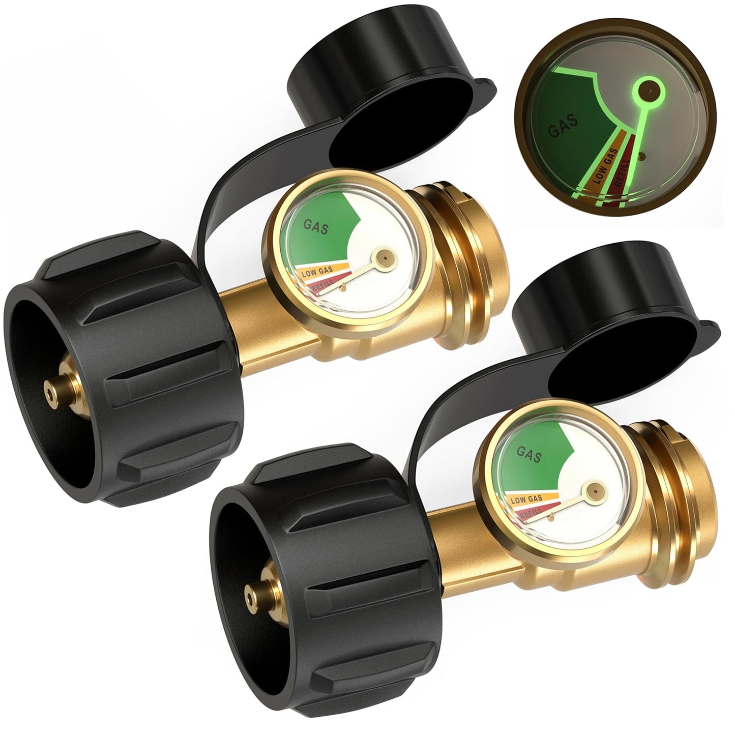 Propane Tank Gauge by PropanePro - Universal Level Indicator for 5-40lb LP Tanks | Easy-to-Read Color Coded Meter (2 Packs)