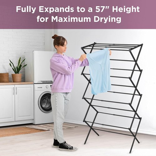 BLACK+DECKER Expandable Collapsible Clothes Drying Rack - Telescopic & Foldable Laundry Air Dryer for Towels, Shirts & Delicates - Durable Steel Design