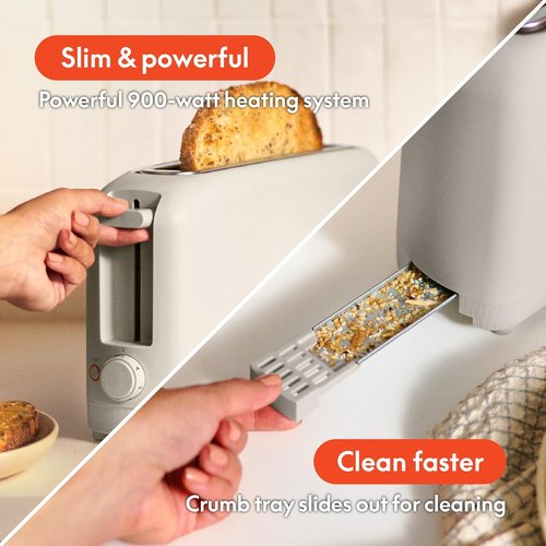 Bella 2 Slice Slim Toaster - 6 Shade Settings with Reheat & Cancel | Fits 10” Long Sourdough, Auto Shutoff