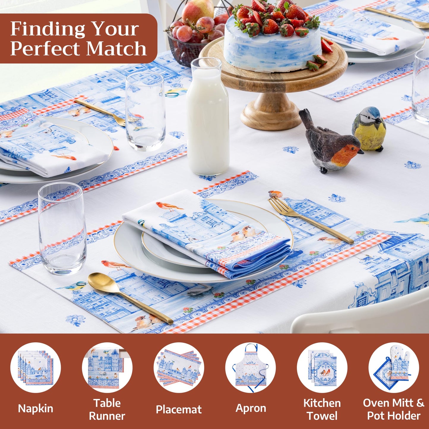 Maison d' Hermine Table Cloth Rectangle Table 100% Cotton 60 x 90 Inches Tablecloth Reusable Decorative for Dining Kitchen Room Farmhouse Home Gifts for Mothers Day Spring Summer - Amsterdam Canals
