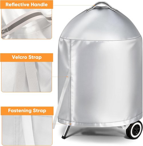 iCOVER Grill Cover - Heavy Duty Waterproof Protection for 22-Inch Weber Charcoal Kettle Grills | Silver