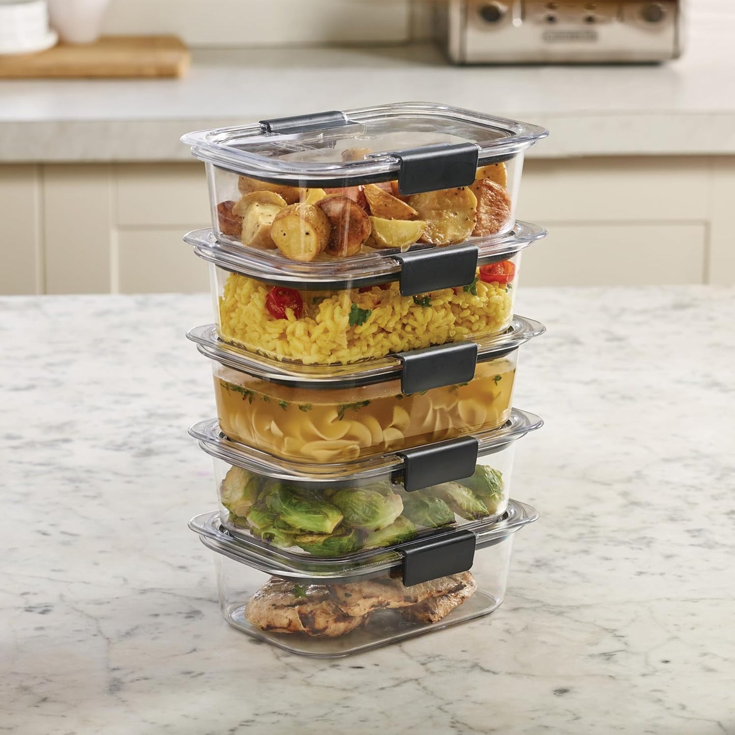 Rubbermaid Brilliance Food Storage Containers - BPA-Free, Airtight Lids, Perfect for Meal Prep | Set of 5 (3.2 Cup)
