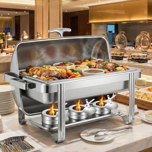 12 Pcs Stainless Steel Chafing Fuel Holder with Safety Cover, Chafer Wick Canned Heat Box Holder for Buffet Barbecue Parties and Catering Events