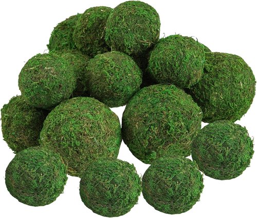Biubee Decorative Faux Dried Moss Balls - 18 Pack of 6pcs 3.1" & 12pcs 2.2" Handmade Spheres for Home Decor