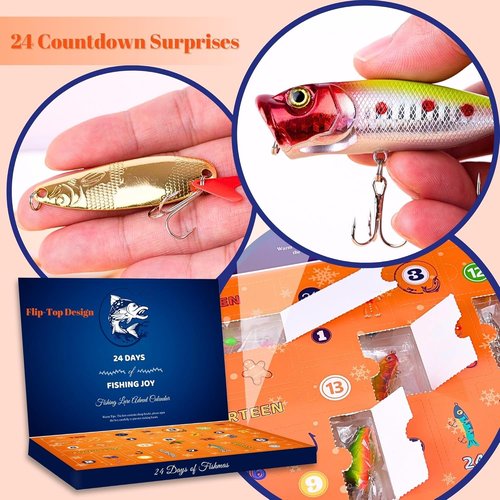 Advent Calendar Fishing Lures - 24 Days Countdown Set for Men & Boys | Perfect Christmas Gift 2025