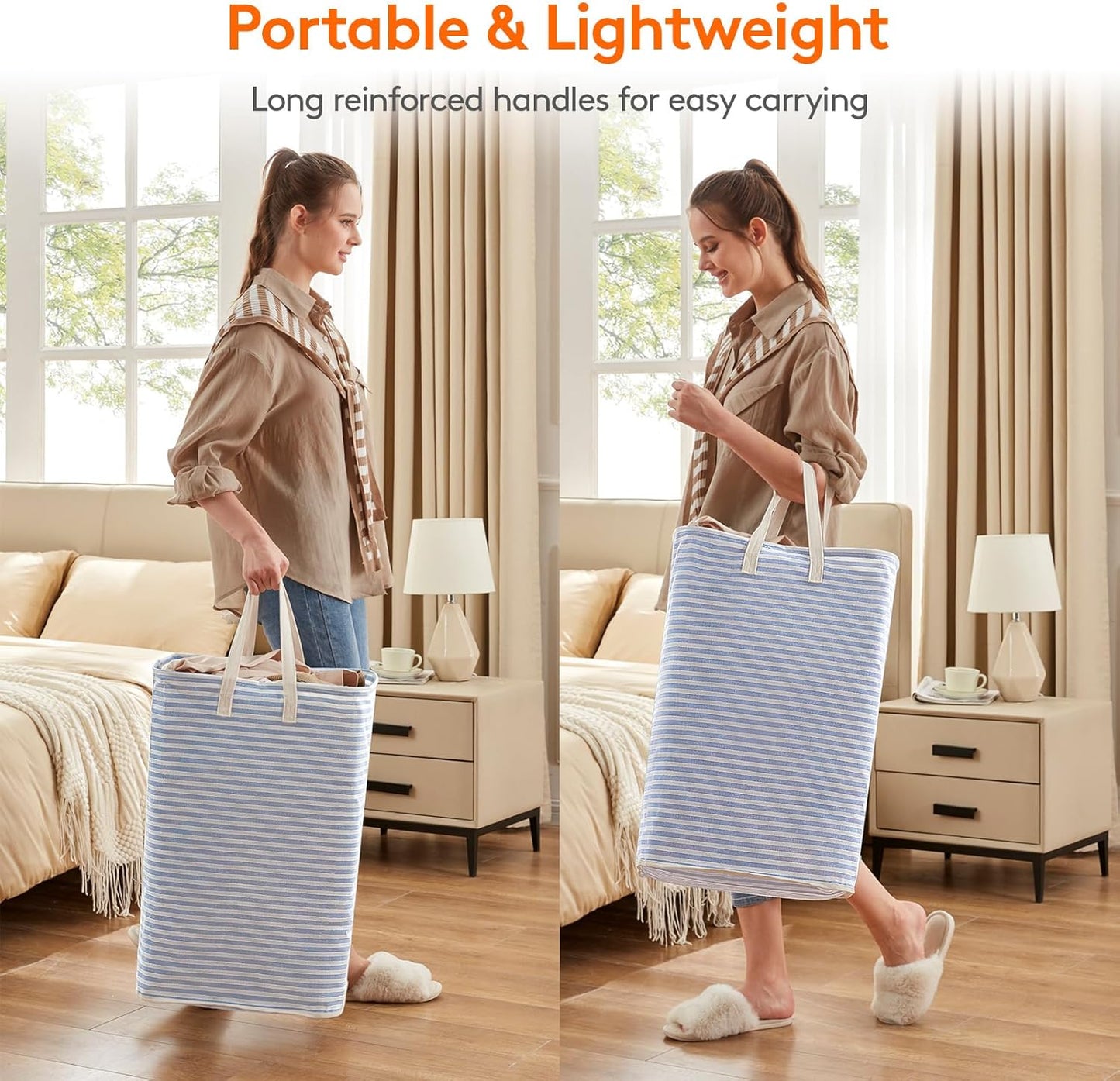 Lifewit 80L Collapsible Laundry Basket - Waterproof Hamper with Reinforced Handles | Blue Design