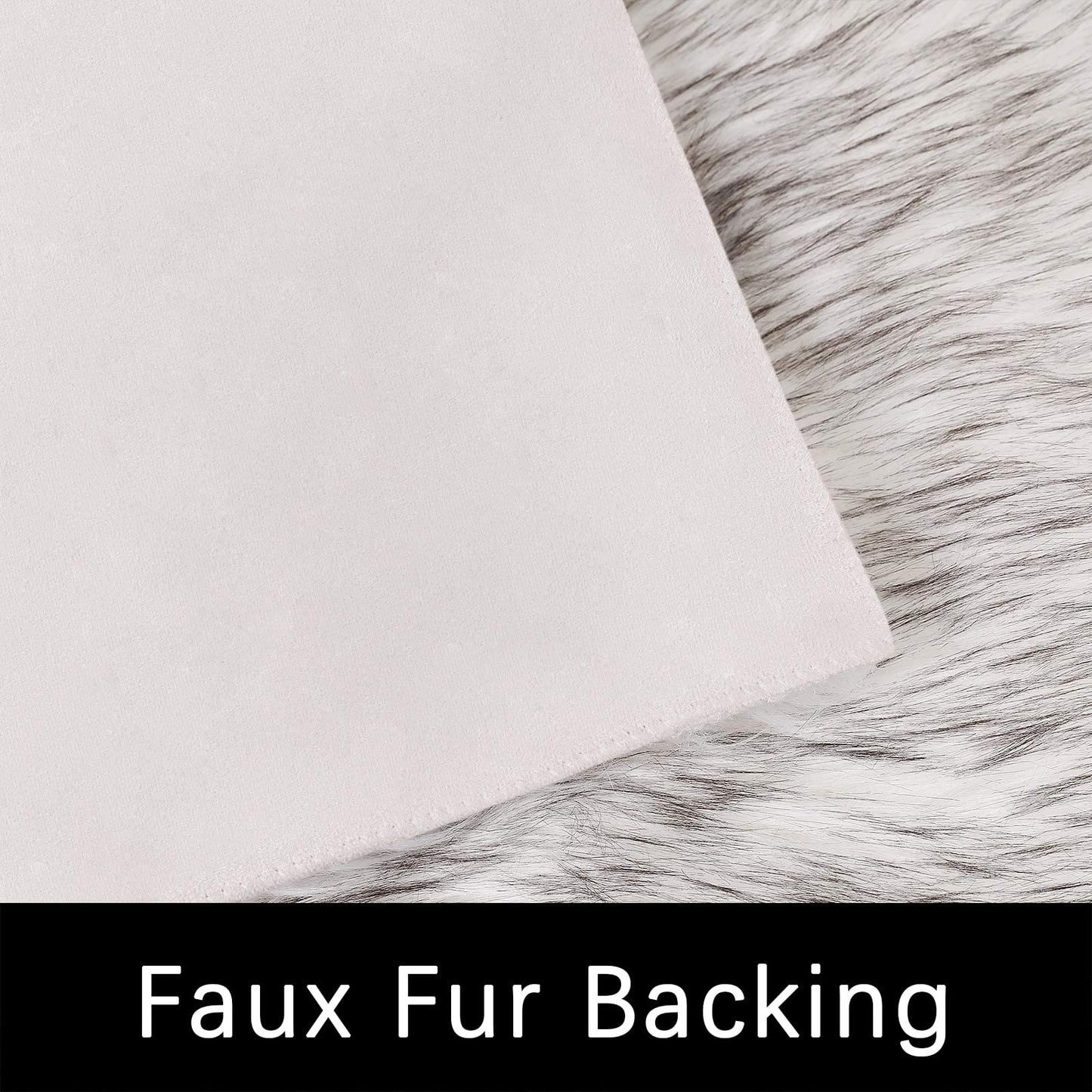 Latepis Faux Fur Rug White with Grey Tips 2x8 Runner Rug for Hallway Fluffy Rugs Furry Rugs Shag Rug Washable Rug for Living Room Hallway Rug Rectangle