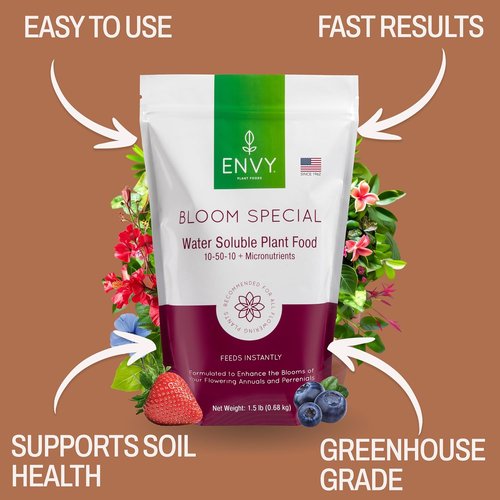 ENVI Bloom Special Plant Fertilizer - Water Soluble Formula for Flowering Plants, 1.5 lb | Pet Safe, Made in USA