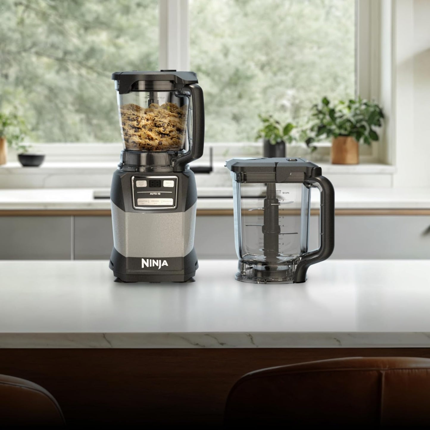 Ninja Blender - Compact Kitchen System with 1200W Power | 3 Functions for Smoothies, Dough & Frozen Drinks | 72-oz. Pitcher, 40-oz. Bowl & 18-oz. Cup in Grey