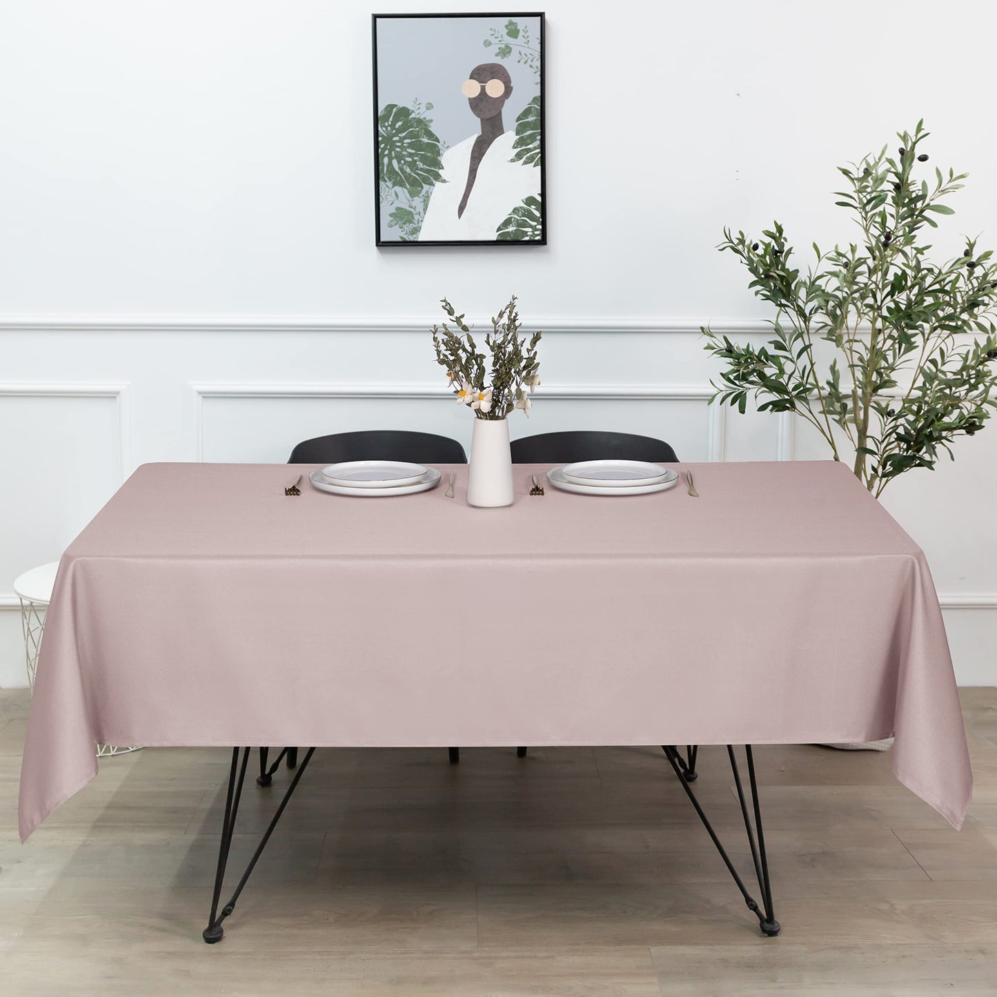 sancua Square Tablecloth - 54 x 54 Inch - Stain and Wrinkle Resistant Washable Polyester Table Cloth, Decorative Fabric Table Cover for Dining Tables, Buffet Parties and Camping, Blush