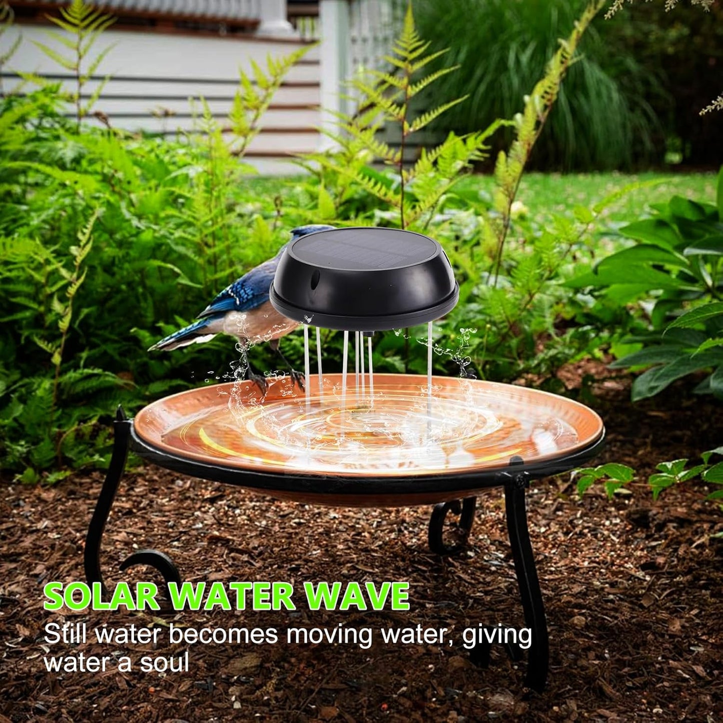 Skiennix Solar Bird Bath Swing Device - Stainless Steel Bubble Enhancer for Garden Ponds & Pools