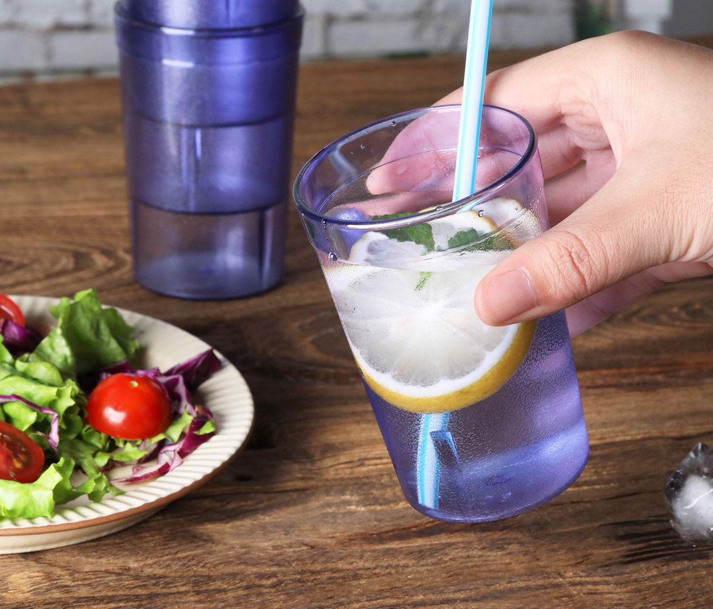 New Star Foodservice Restaurant-Grade Polycarbonate Beverage Tumblers, 8 oz, Blue, Set of 12