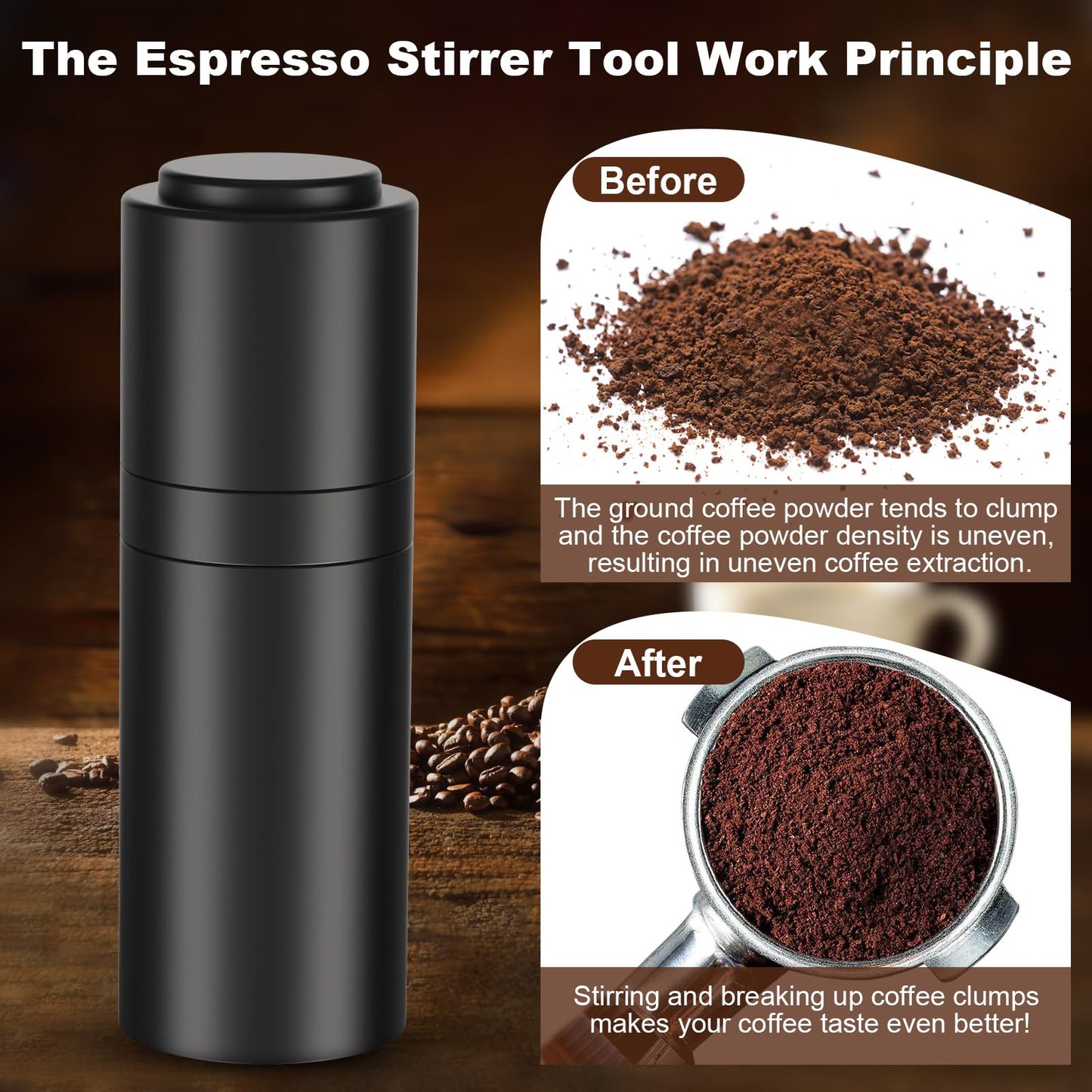 TIVERAIN WDT Espresso Distribution Tools Espresso Stirrer Tool WDT Coffee Distributor for Barista Espresso Machine Accessories 9*0.35mm Espresso Grounds Stirrer with Extra 9 Replaceable Needles,Black