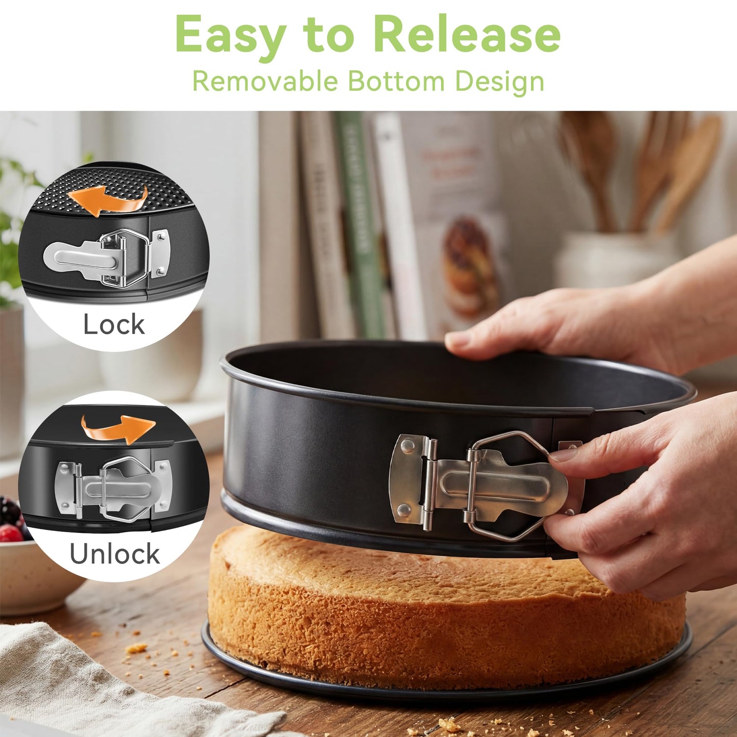 USLAI Springform Pan, 4/6/7/8/9/10 Inch Nonstick Cheesecake Pan with Removable Bottom, Easy to Clean, Ideal for Baking Cakes, Pies and Quiches - 6 Inch