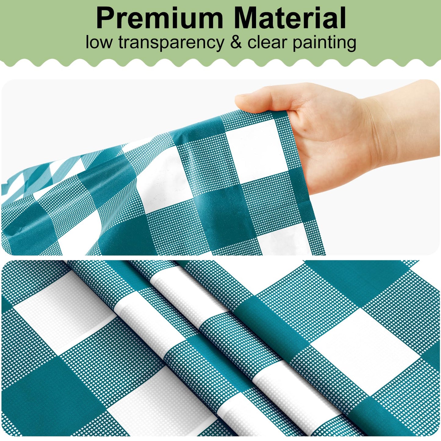 misaya 10 Packs Buffalo Disposable Table Cloth, 54 x 108 Inch Waterproof Plastic Tablecloth, Rectangle Turquoise and White Checkered Table Covers for Picnic, Birthday, Party