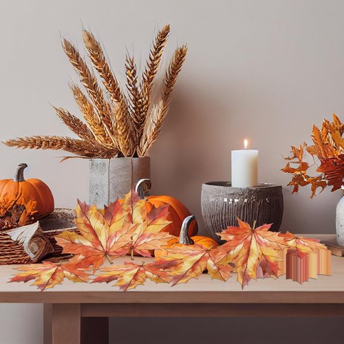 40pcs Fall Leaves Napkins,Thanksgiving Leaves Decor Autumn Leaves Paper Cocktail Napkins Thanksgiving Guest Napkins for Harvest Fall Leaves Decor