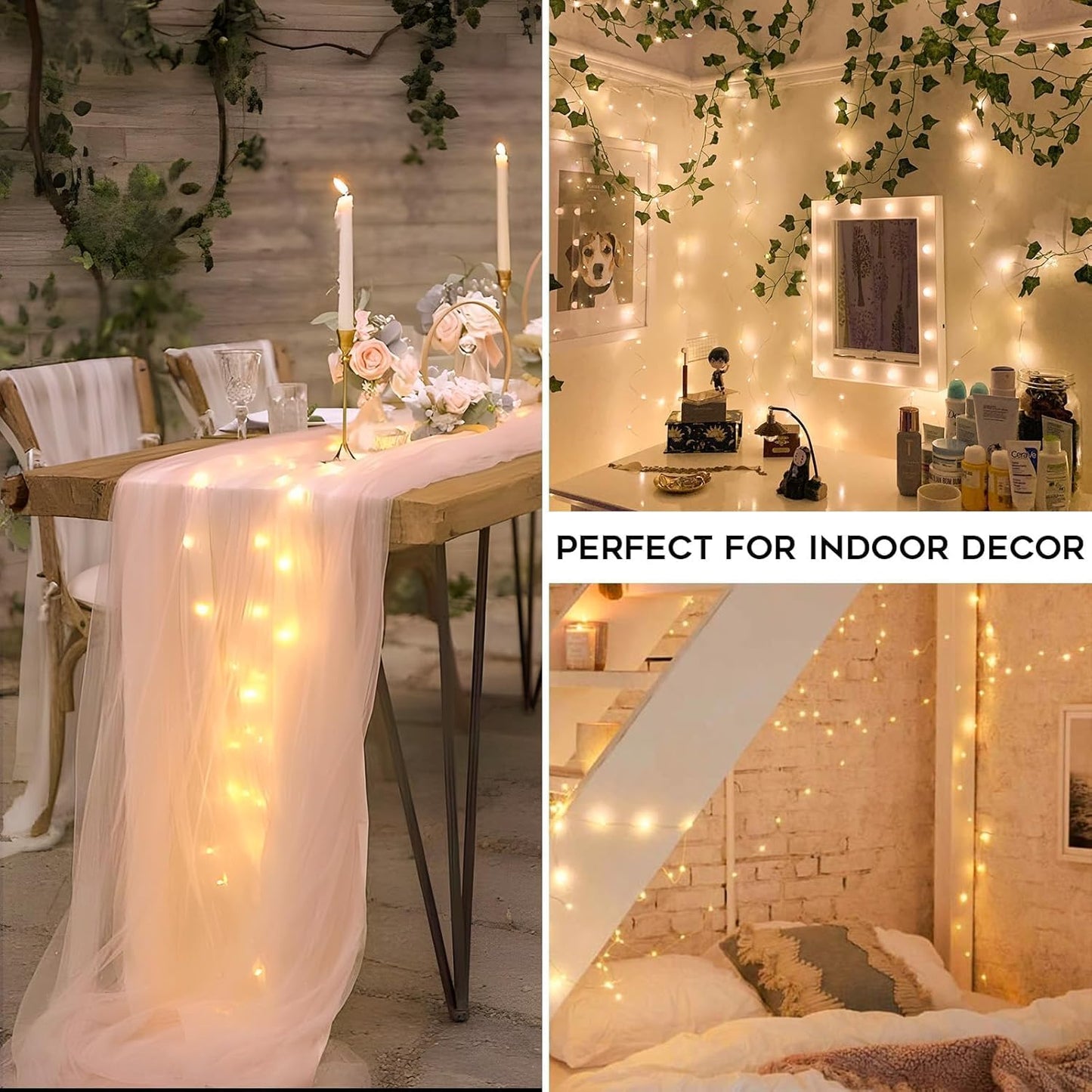 Suddus Fairy Lights - 33ft 100 LED Battery Operated Twinkle Lights with Remote & Timer | Waterproof Copper Wire for Indoor/Outdoor Decor (Warm White)
