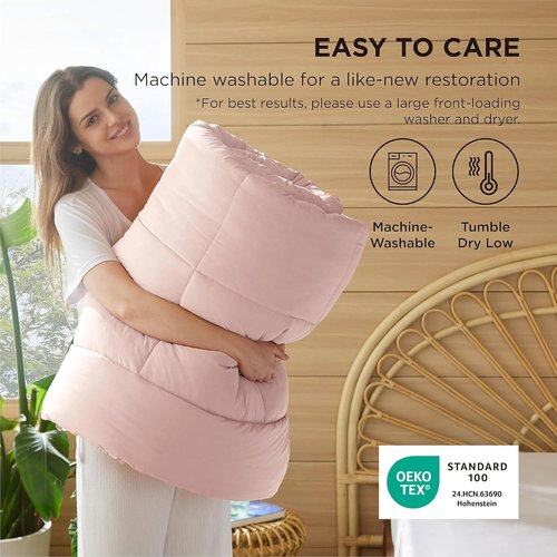 Bedsure Comforter Duvet Insert - All-Season Quilted Down Alternative Bedding, Pink, Full Size 86 x 82 Inches
