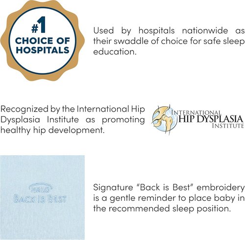 HALO Sleepsack Swaddle - 100% Organic Cotton Newborn Gift Set | TOG 1.5, 0-3 Months, Chambray