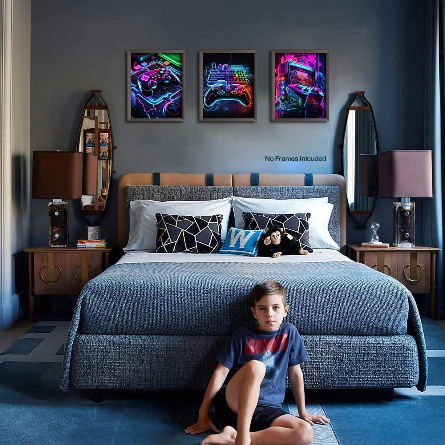 Ucninvd Game Posters - Neon Gaming Wall Art Set of 9 | Unframed 8x10" Canvas Prints for Gamer Room Decor
