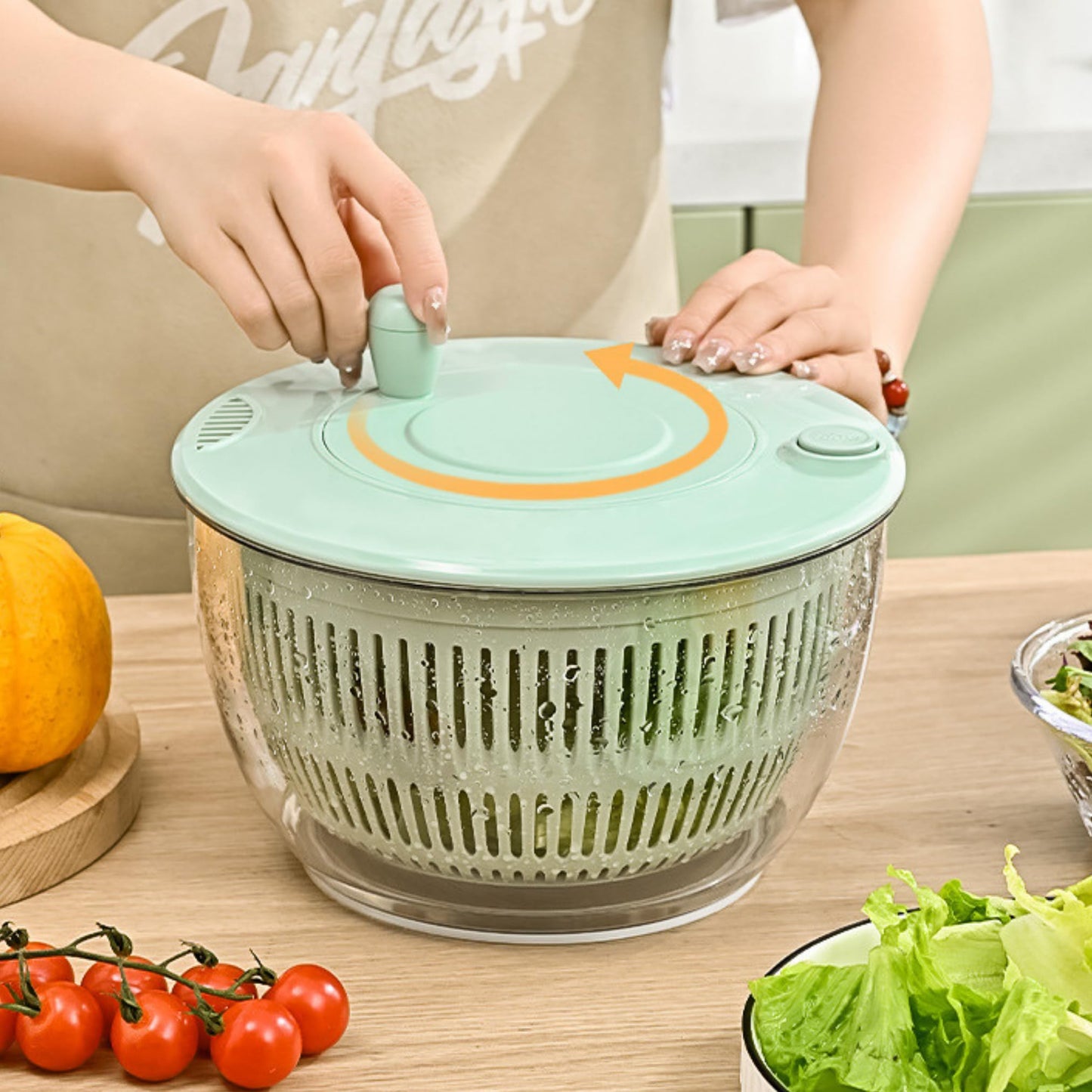 Multi-Use Large Salad Spinner,Mandoline Vegetable Fruits Wash Bowl with 5 Blade Slicer with Dicer,Pasta Fries Spin Dryer,Egg Yolk66