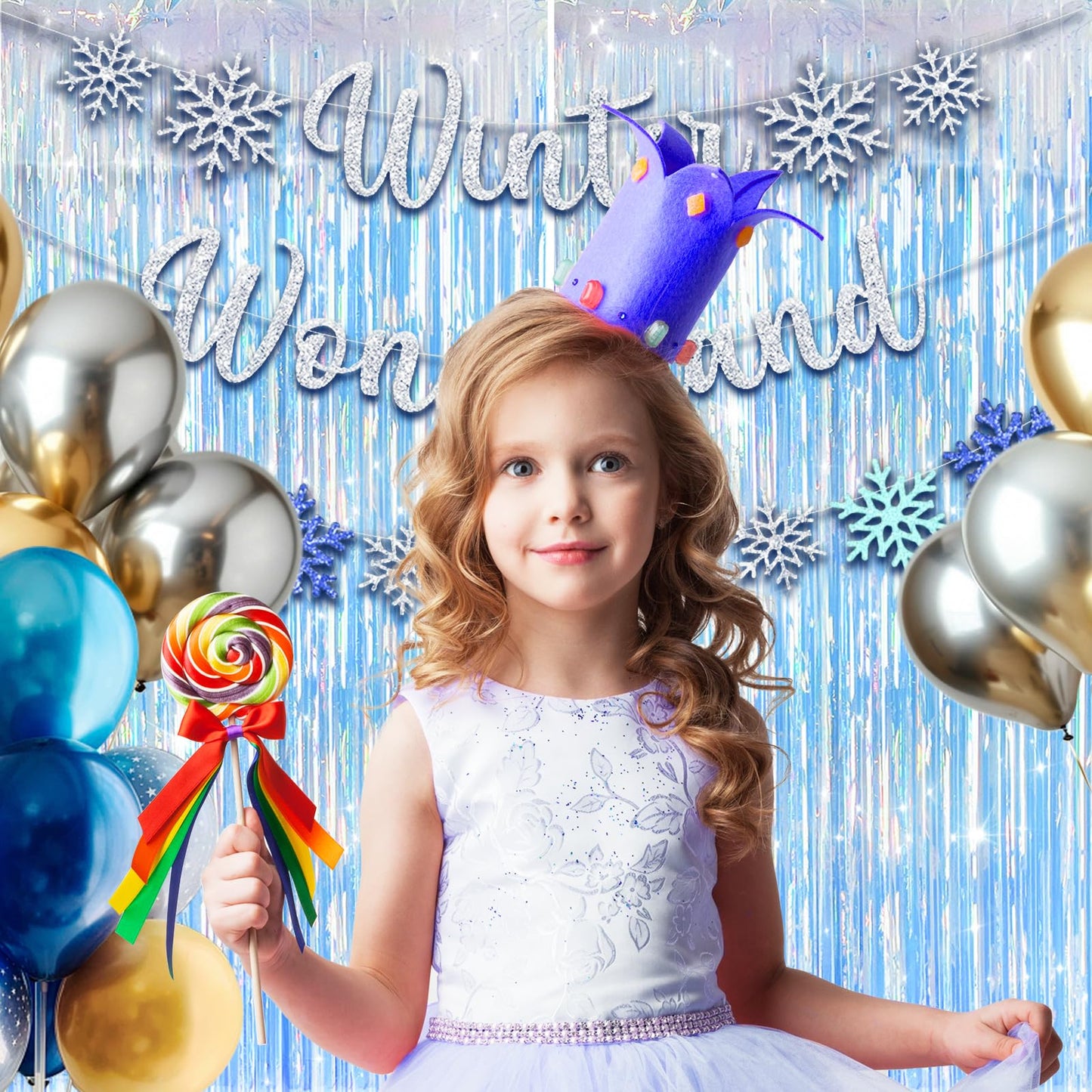 MYUPDALIN 2 Pack Iridescent Party Streamers Backdrop Foil Fringe Curtain for Mermaid Freezing Ocean Theme Party Decorations
