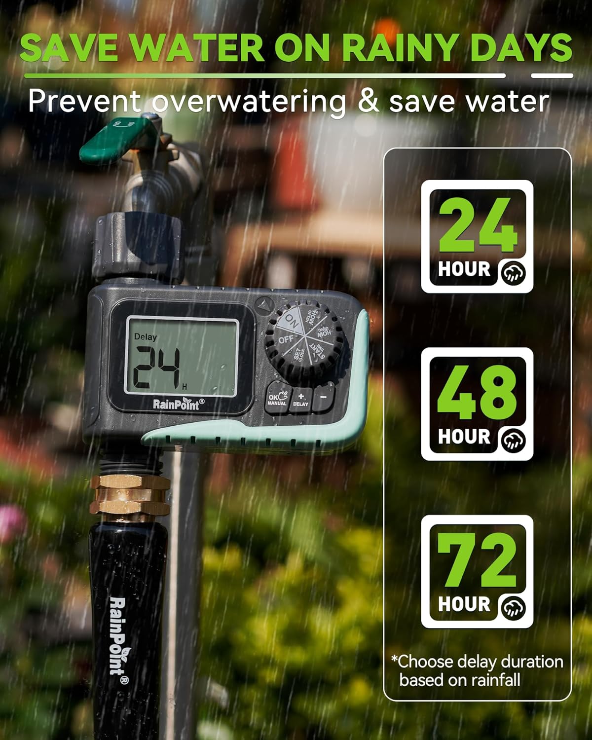 RAINPOINT Sprinkler Timer - Programmable Water Timer for Garden Hose | Digital Irrigation System for Lawn & Yard